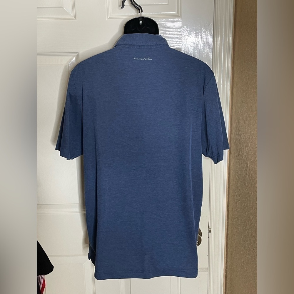 Travis Matthew Men's Polo Shirt Cyan Blue Pima Cotton Blend Size Large - Picture 2 of 9